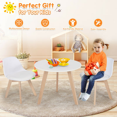 *Modern Kids Activity Play Table and 2 Chairs Set with Beech Leg Cushion - White