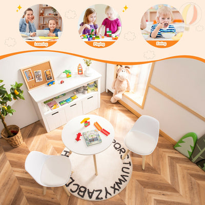 *Modern Kids Activity Play Table and 2 Chairs Set with Beech Leg Cushion - White