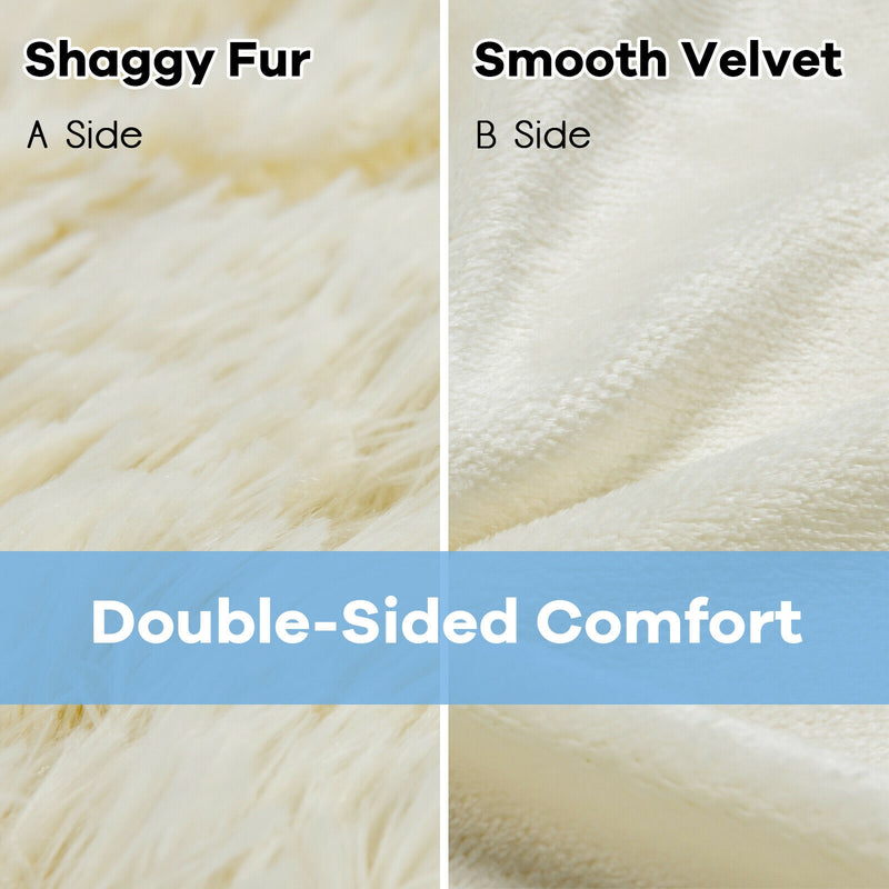 Double Sided 88 x 77 Inch Throw Blanket Machine Washable-Beige