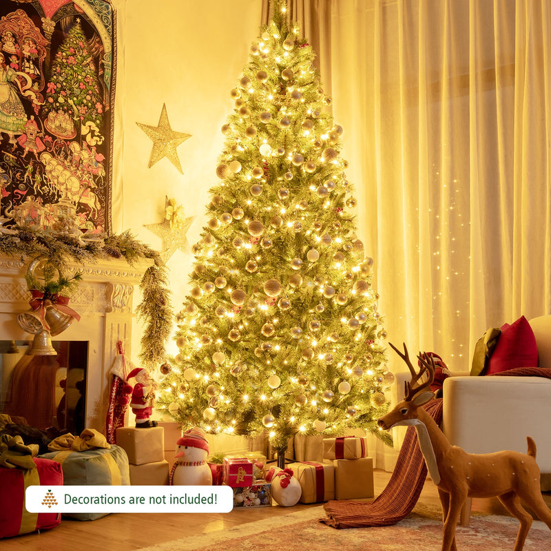 7 Feet Pre-Lit Christmas Spruce Tree with 1198 Tips and 500 Lights-8&