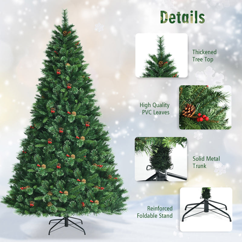 7 Feet Pre-Lit Christmas Spruce Tree with 1198 Tips and 500 Lights-8&