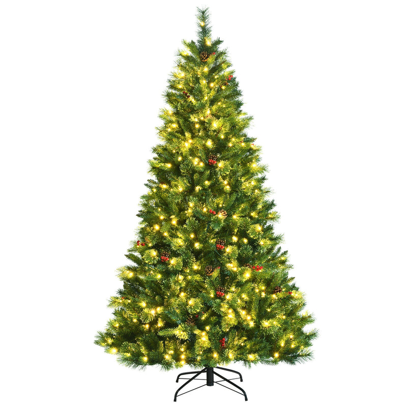 7 Feet Pre-Lit Christmas Spruce Tree with 1198 Tips and 500 Lights-7&