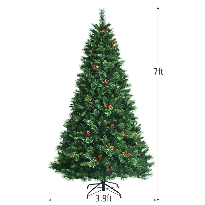 7 Feet Pre-Lit Christmas Spruce Tree with 1198 Tips and 500 Lights-7&