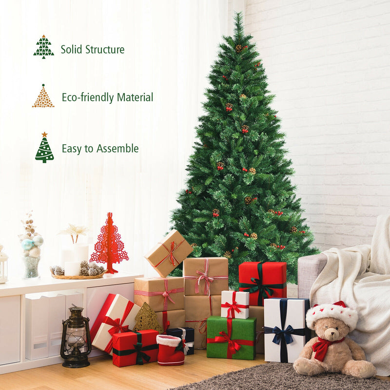 7 Feet Pre-Lit Christmas Spruce Tree with 1198 Tips and 500 Lights-7&