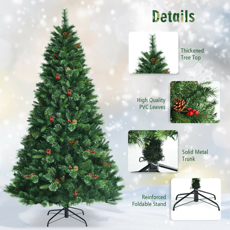 7 Feet Pre-Lit Christmas Spruce Tree with 1198 Tips and 500 Lights-7&