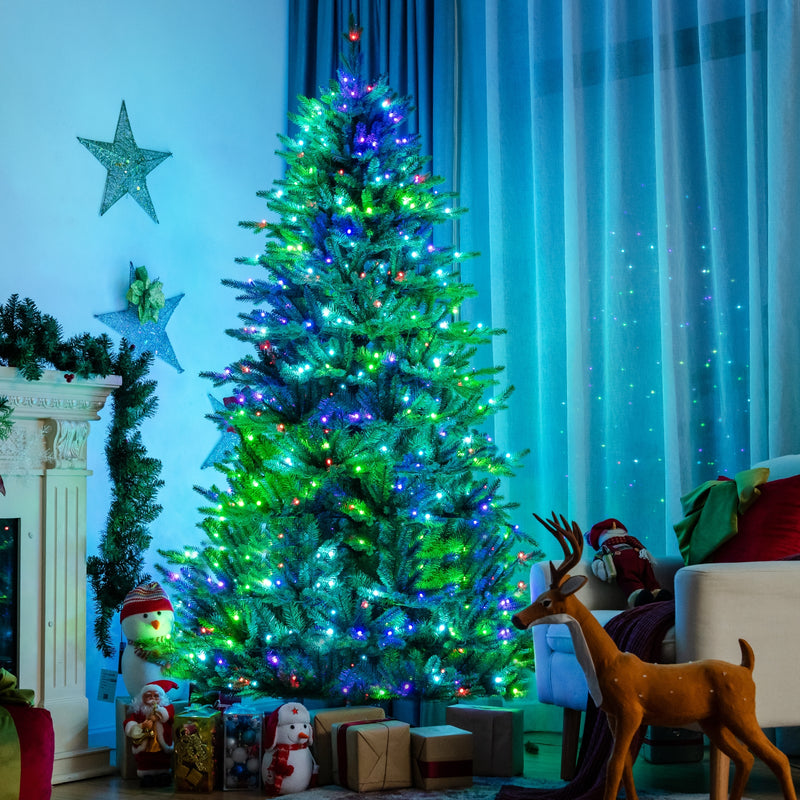 Pre-lit Artificial Hinged Christmas Tree with APP Controlled LED Lights-8&