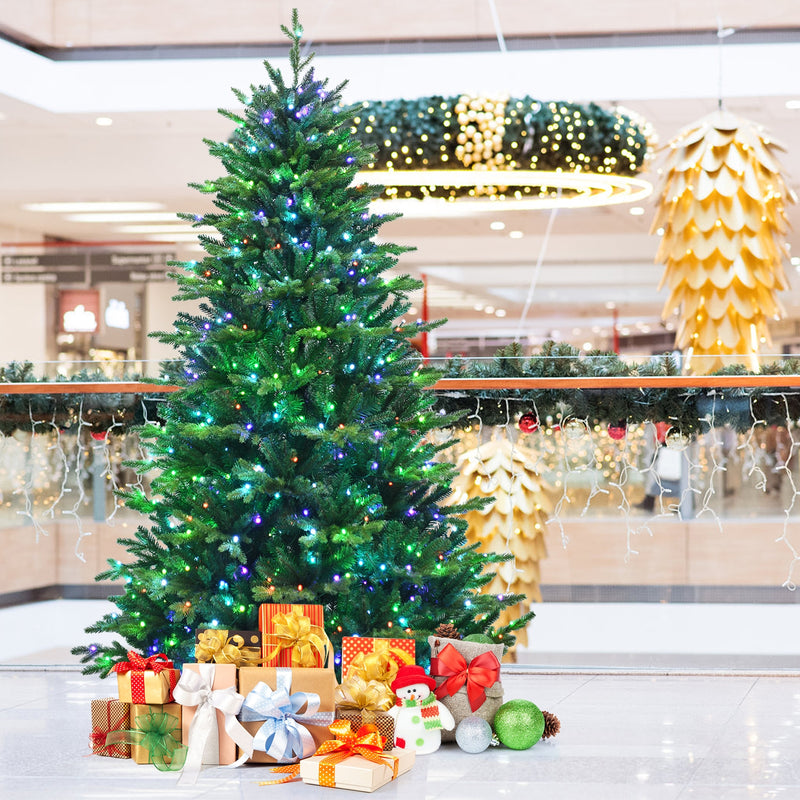 Pre-lit Artificial Hinged Christmas Tree with APP Controlled LED Lights-8&