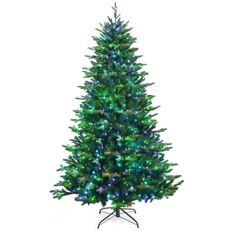 Pre-lit Artificial Hinged Christmas Tree with APP Controlled LED Lights-8&