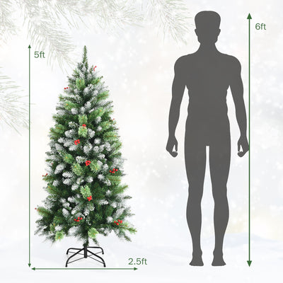 Snow Sprayed Christmas Tree for Holiday Festival Decoration-5'