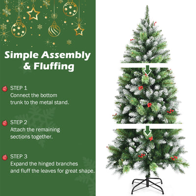 Snow Sprayed Christmas Tree for Holiday Festival Decoration-5'