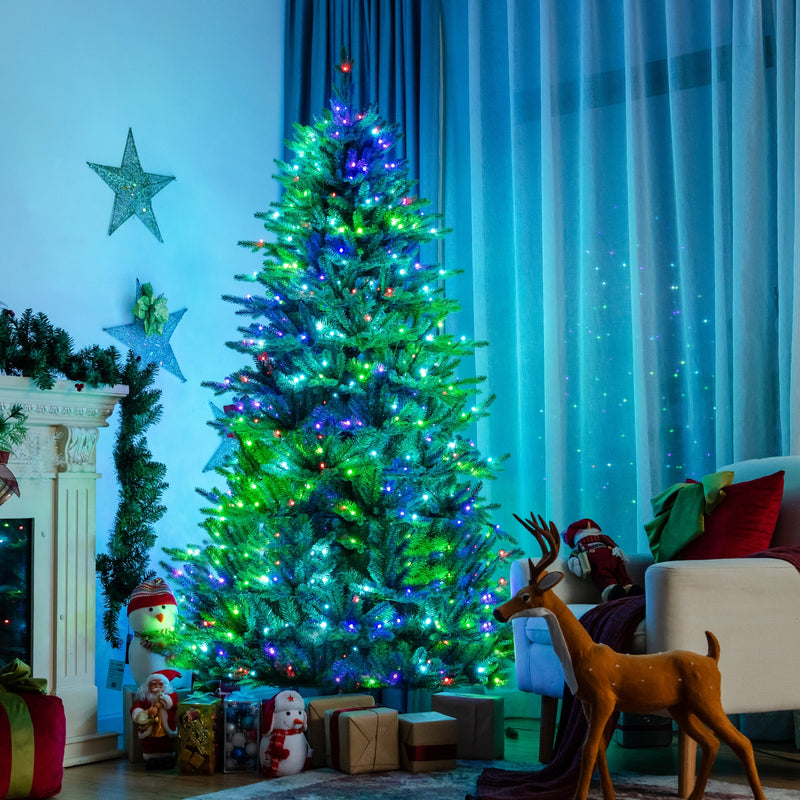 Pre-lit Artificial Hinged Christmas Tree with APP Controlled LED Lights-7&