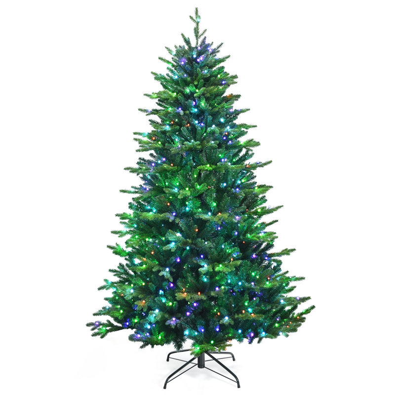 Pre-lit Artificial Hinged Christmas Tree with APP Controlled LED Lights-7&
