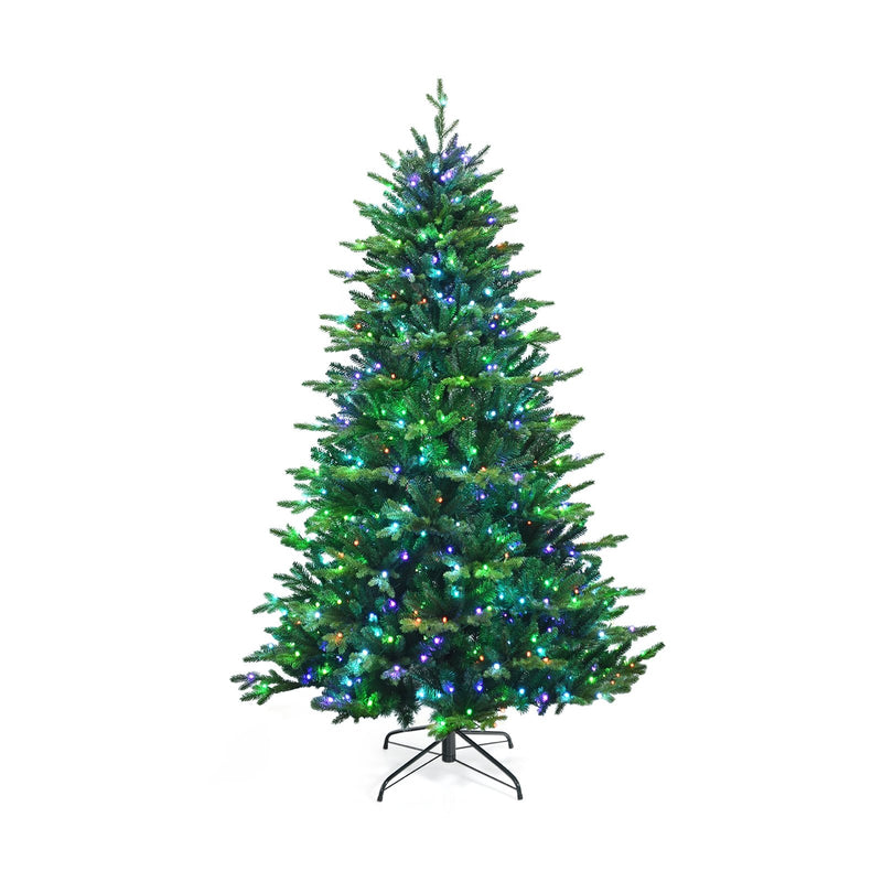 Pre-lit Artificial Hinged Christmas Tree with APP Controlled LED Lights-7&