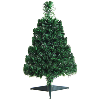 2 Feet Pre-lit Fiber Optic PVC Artificial Christmas Tree Tabletop with Stand