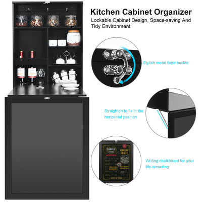 *Convertible Wall Mounted Table with A Chalkboard - Black