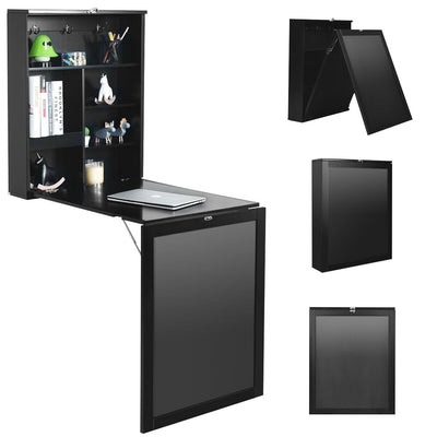 *Convertible Wall Mounted Table with A Chalkboard - Black