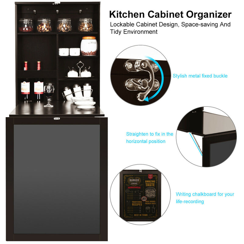 *Convertible Wall Mounted Table with A Chalkboard - Coffee