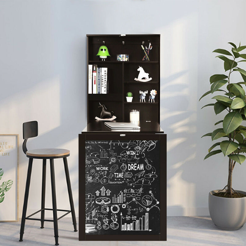 *Convertible Wall Mounted Table with A Chalkboard - Coffee