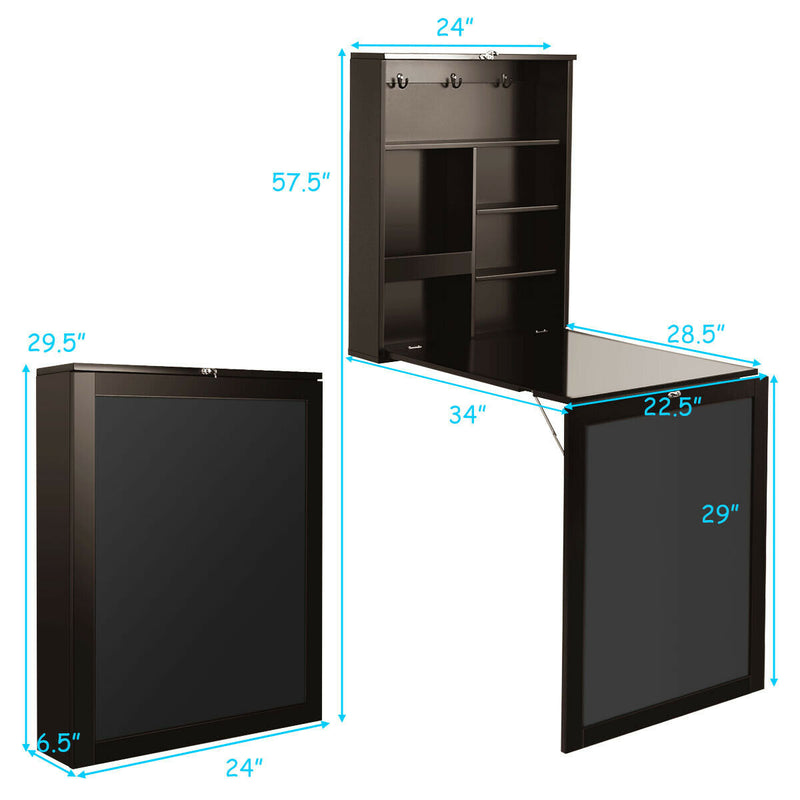 *Convertible Wall Mounted Table with A Chalkboard - Coffee