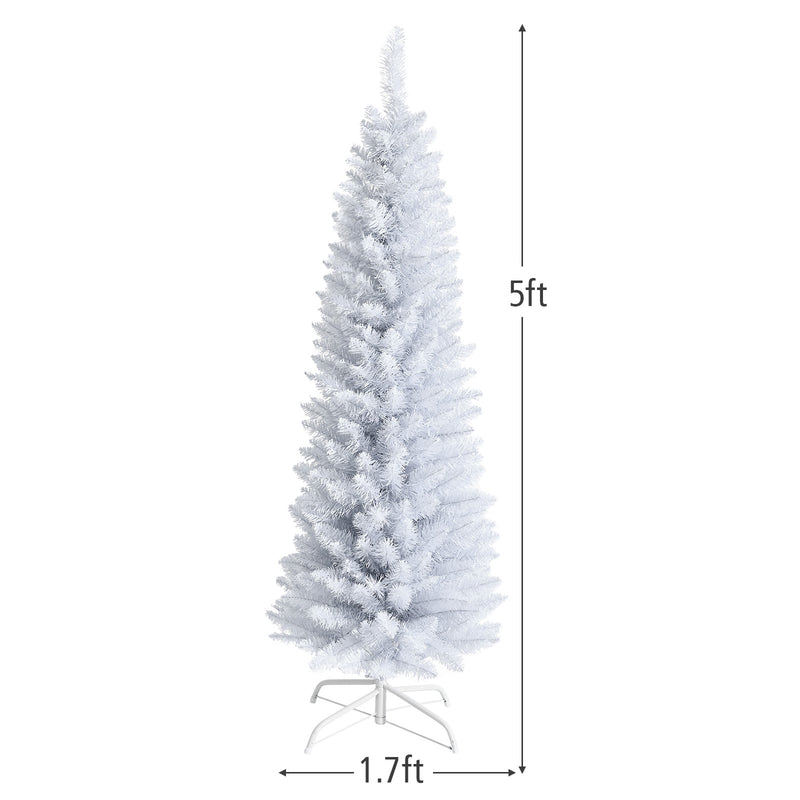 Slim Artificial Christmas Pencil Tree with PVC Needles and Folding Metal Stand-5&