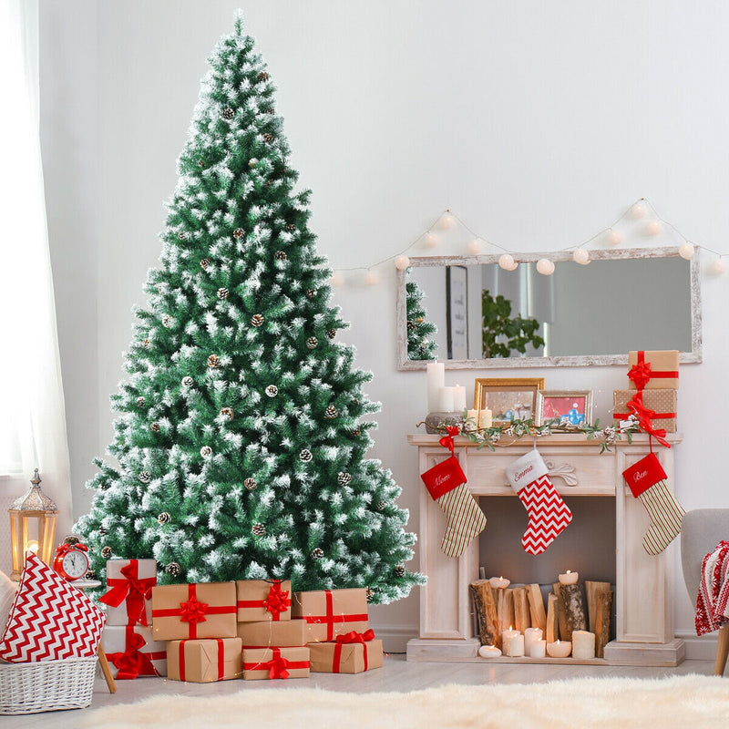 Artificial Snow Flocked Christmas Tree with Strobile
