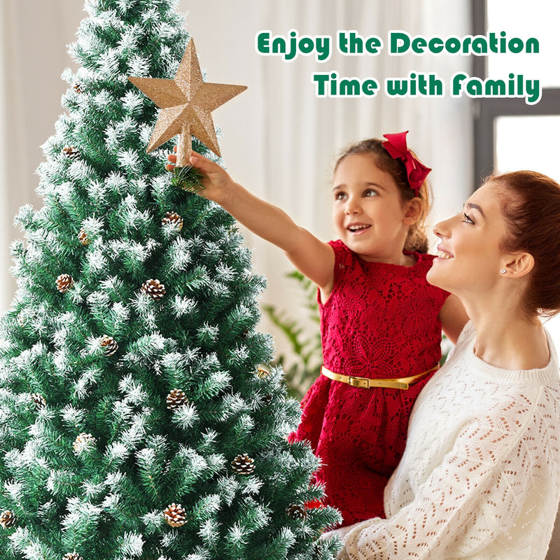 Artificial Snow Flocked Christmas Tree with Strobile
