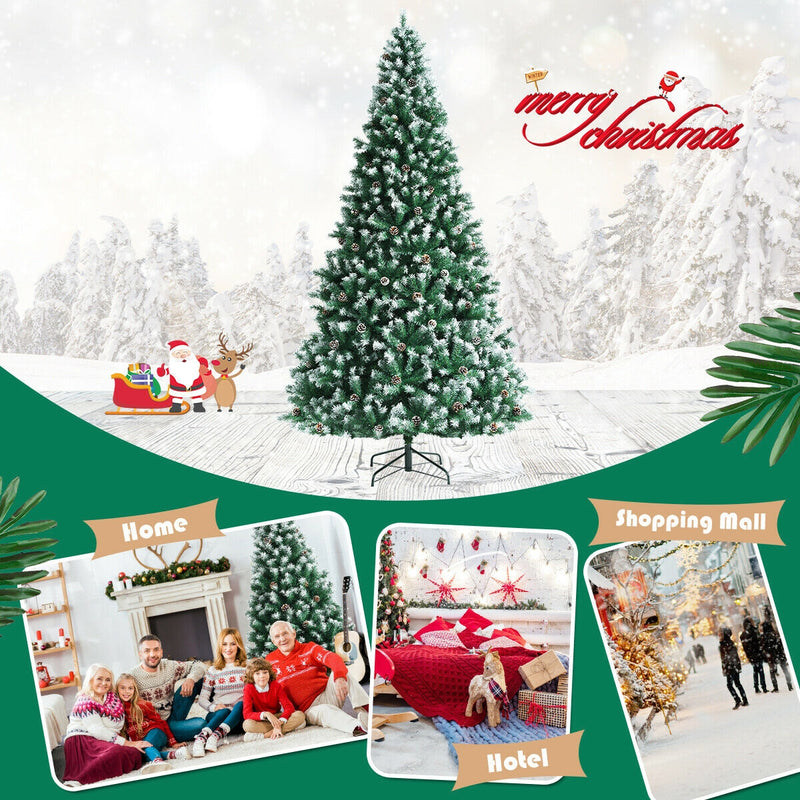 Artificial Snow Flocked Christmas Tree with Strobile