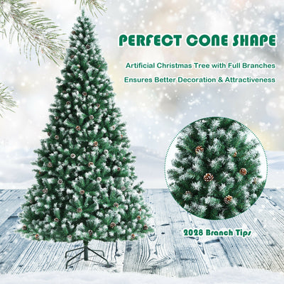 Artificial Snow Flocked Christmas Tree with Strobile