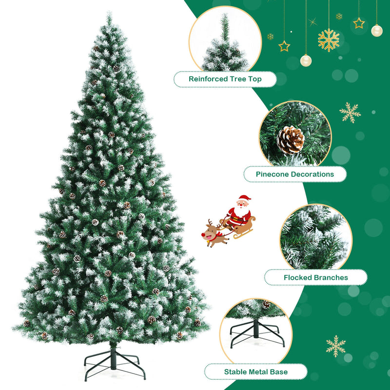Artificial Snow Flocked Christmas Tree with Strobile