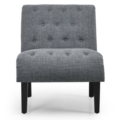Cotton Linen Fabric Armless Accent Chair with Adjustable Foot Pads-Dark Gray