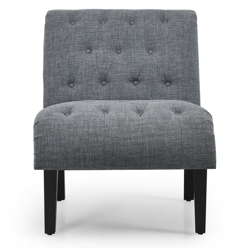 Cotton Linen Fabric Armless Accent Chair with Adjustable Foot Pads-Dark Gray