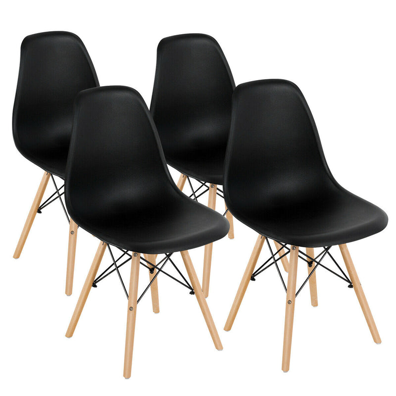 *Set of 4 Modern DSW Dining Side Chair Wood Legs - Black