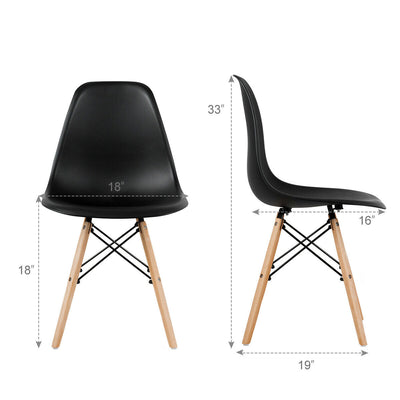 *Set of 4 Modern DSW Dining Side Chair Wood Legs - Black