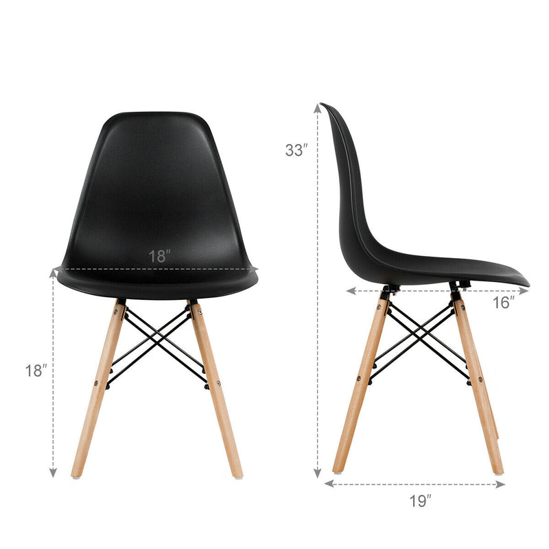 *Set of 4 Modern DSW Dining Side Chair Wood Legs - Black