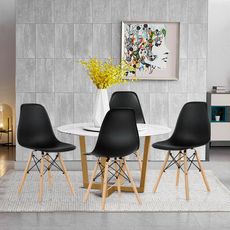 *Set of 4 Modern DSW Dining Side Chair Wood Legs - Black