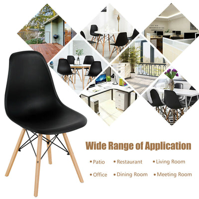 *Set of 4 Modern DSW Dining Side Chair Wood Legs - Black
