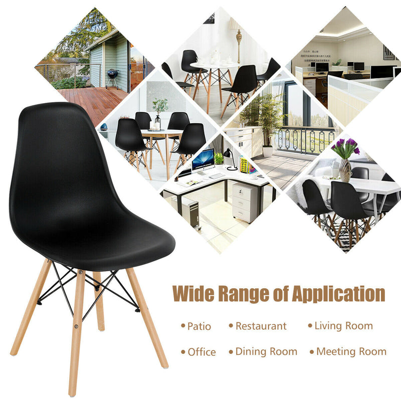 *Set of 4 Modern DSW Dining Side Chair Wood Legs - Black