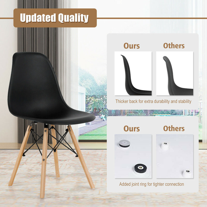 *Set of 4 Modern DSW Dining Side Chair Wood Legs - Black