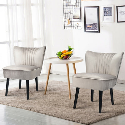 Set of 2 Armless Upholstered Leisure Accent Chair-Brown