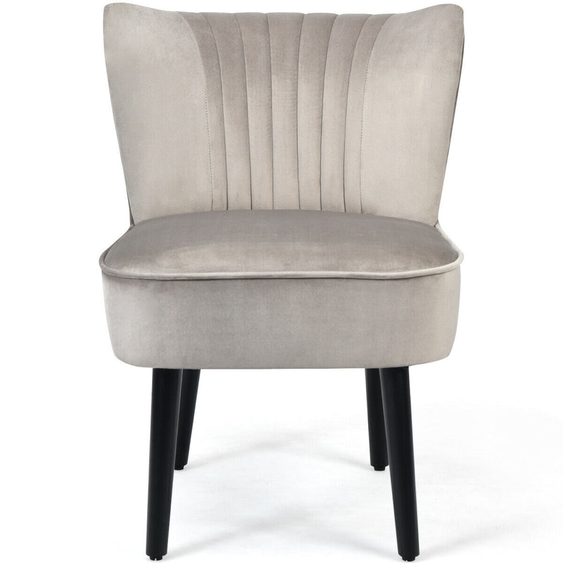 Set of 2 Armless Upholstered Leisure Accent Chair-Brown