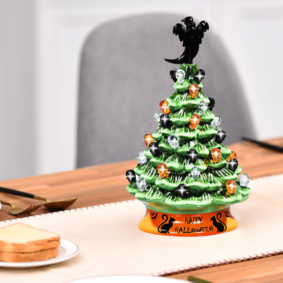 11.5 Inch Pre-Lit Ceramic Hand-Painted Tabletop Halloween Tree