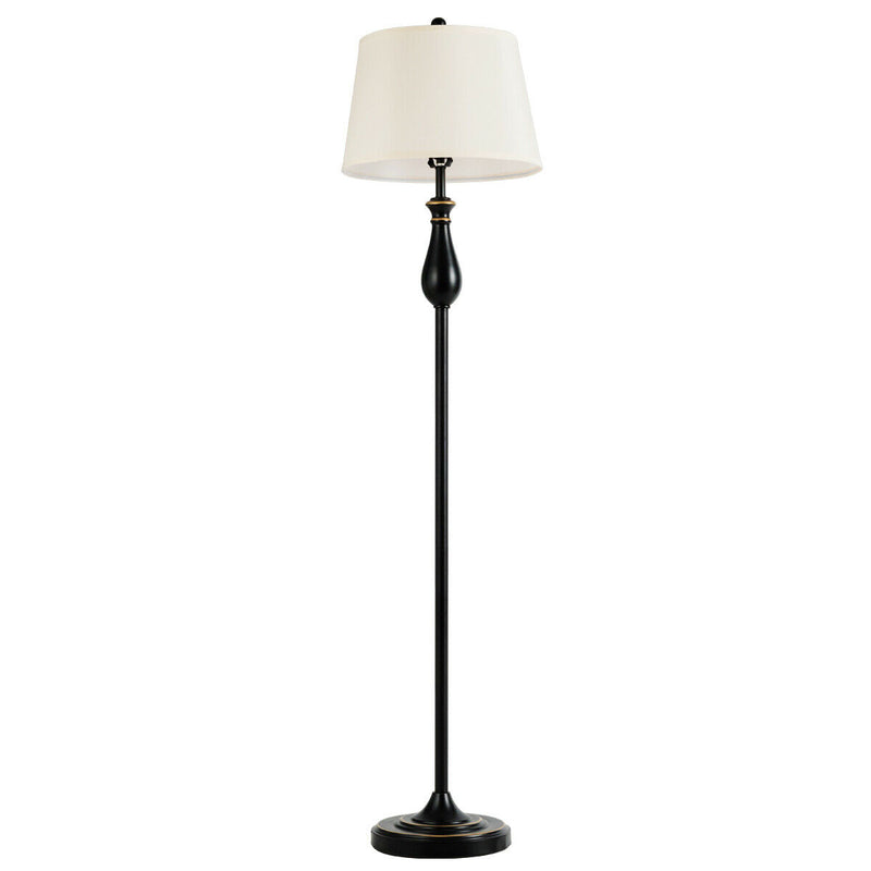 3 Pieces Brushed Nickel Lamp Set - Black