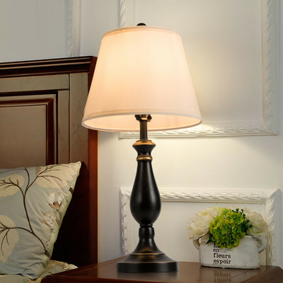 3 Pieces Brushed Nickel Lamp Set - Black