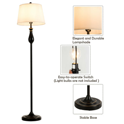 3 Pieces Brushed Nickel Lamp Set - Black