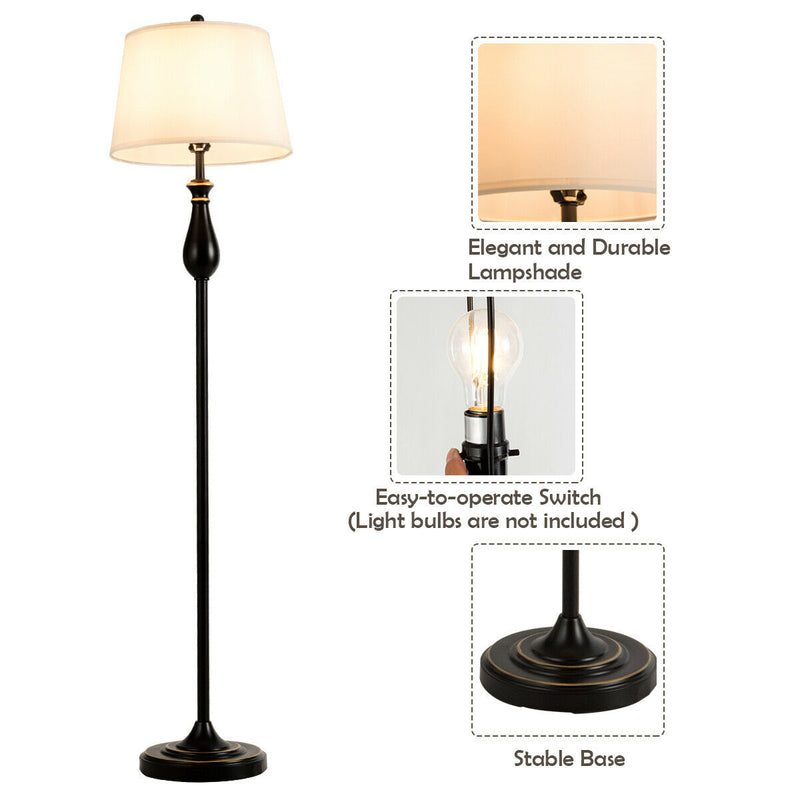 3 Pieces Brushed Nickel Lamp Set - Black