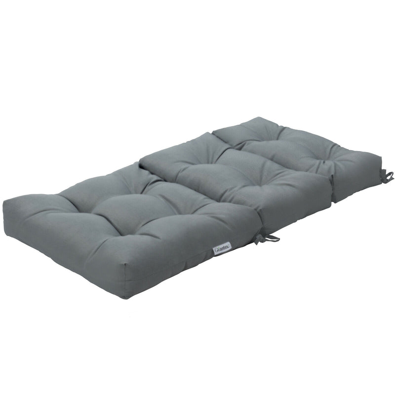 *Tufted Patio High Back Chair Cushion with Non-Slip String Ties - Gray