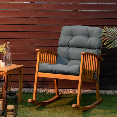 *Tufted Patio High Back Chair Cushion with Non-Slip String Ties - Gray