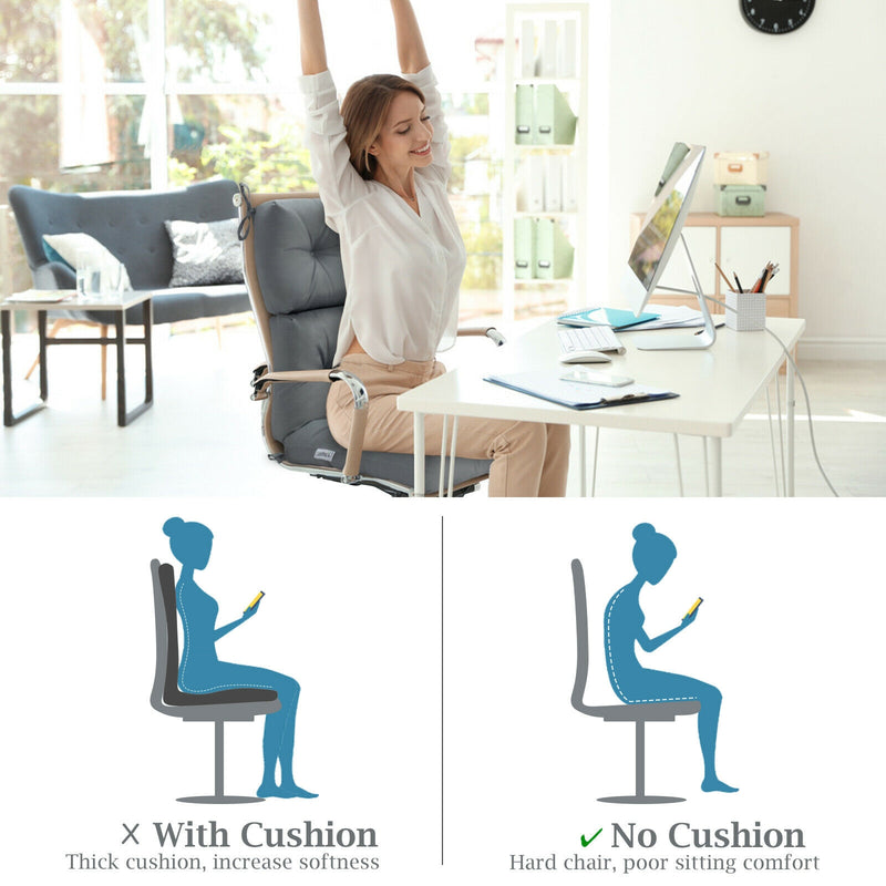 *Tufted Patio High Back Chair Cushion with Non-Slip String Ties - Gray