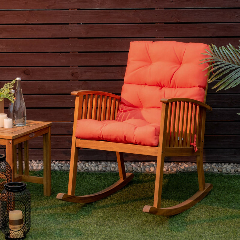 *Tufted Patio High Back Chair Cushion with Non-Slip String Ties - Orange