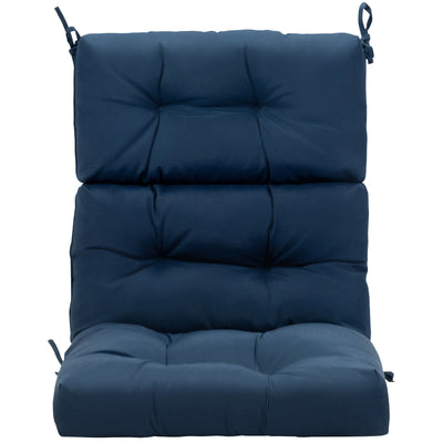 *Tufted Patio High Back Chair Cushion with Non-Slip String Ties - Blue